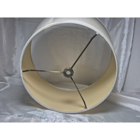 Vintage Restoration Hardware Ivory Silk Drum Roll With Slant Shade 8 1/2" T - Picture 3 of 16